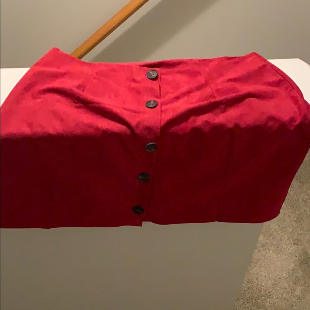 Red button up mini skirt